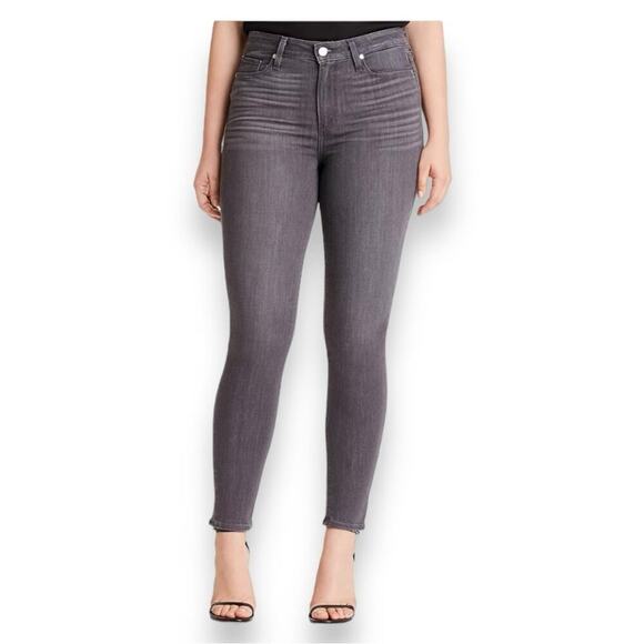 PAIGE Denim - Paige - Hoxton High Rise Ankle Skinny Jeans in Gray Peaks